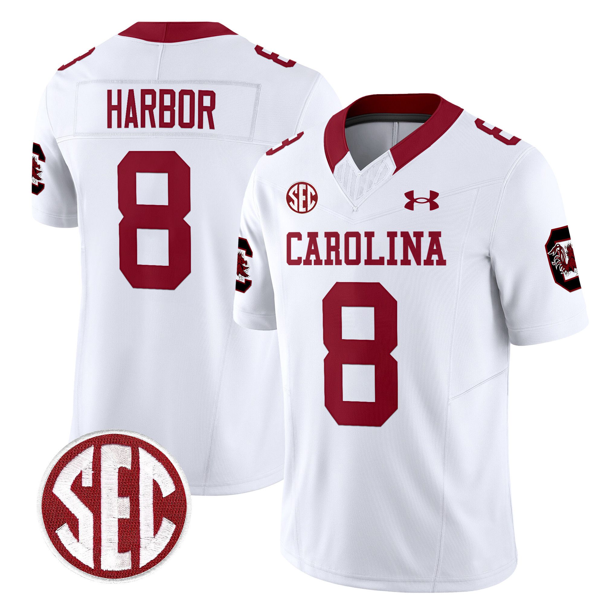 Men South Carolina Gamecocks #8 Harbor White 1980 Throwback Vapor Limited 2024 NCAA Jersey